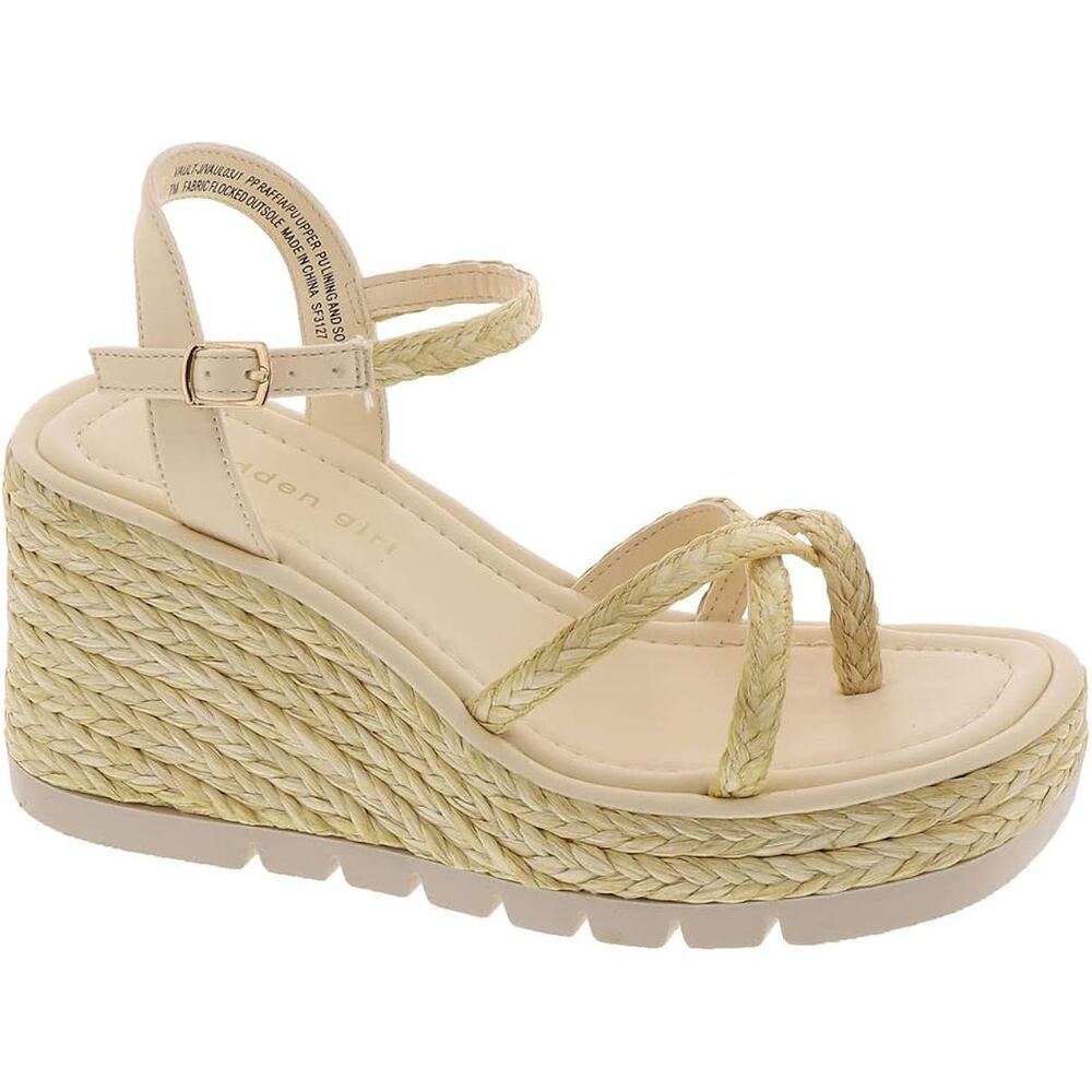 NIB: Madden Girl Vault-J Espadrille Wedge Sandals Cream‎ Braided Straps Size 9M